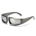 Lunettes steampunk avec monture gris anthracite et verres miroir argentés pour le style Y2K - Blanc Fusil (C5)