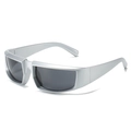 Lunettes de soleil argentées futuristes avec verres gris foncé et style cyberpunk - Gris Argenté (C3)
