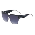 Lunettes de soleil shield surdimensionnées avec monture noire et verres dégradés violets - Monture Noir Brillant Verre Dégradé Gris