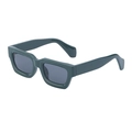 Steampunk Sonnenbrille mit kleinem dunkelgrünem Rahmen, breiten Bügeln und grauen Gläsern - Festes Grüngrau