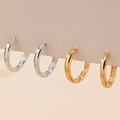 Orecchini a cerchio geometrici minimalisti in oro e argento con effetto specchio lucido - Set di 2 Paia Oro e Argento