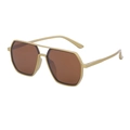 Golden double bridge aviator sunglasses with polarized tea brown lenses for men and women - Pearlescent Gold Frame Brown Lens
