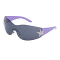 Occhiali da sole Y2K senza montatura con lenti grigio scuro e aste viola - Montatura Viola Lente Grigia