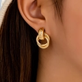 Orecchini a cerchio geometrici dorati minimalisti per un look elegante da donna - Oro