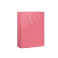 Chic pink paper gift bag with white rope handles for jewelry packaging and storage - 12x5.7x16cm / Pink Handbag (A3495)