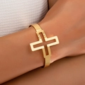 Elegante bracciale a croce cava in oro con finitura in metallo lucido minimalista - Giallo Oro