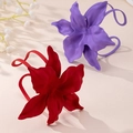 Minimalist matte floral open cuff bracelets in red and purple with a modern aesthetic - Red