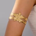 Bracciale da braccio dorato con stella marina e doppia fascia martellata stile spiaggia - Oro