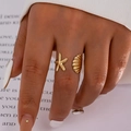 Gold ocean star and shell adjustable ring displayed on hand with minimalist aesthetic - One Size (Adjustable Open) / Gold Yellow