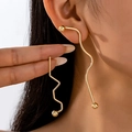Gouden asymmetrische geometrische oorbellen met golvende lijnen voor dames - Asymmetrisch Paar (Eén van elk)