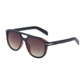 Retro double-bridge sunglasses with black amber frames and brown gradient lenses - Dark Tea (C3)