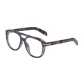 Retro double-bridge aviator sunglasses with tortoise shell frame and arrow detail - Amber Clear White Anti-blue Light (C6-1)