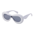 Occhiali da sole Y2K bianchi oversize con lenti grigio scuro in stile futuristico retrò - Bianco Lucido (Lenti Grigie)