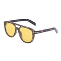 Retro double-bridge sunglasses with yellow lenses and tortoiseshell pilot frame - Amber Yellow (C6)