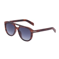 Vintage tortoiseshell double-bridge aviator sunglasses with gradient grey lenses - Red Tortoise Striped (C7)
