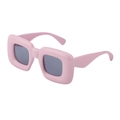 Modische eckige Sonnenbrille mit hellrosa Rahmen und dunkelgrauen Gläsern - Leuchtend Rosa Rahmen Graue Gläser