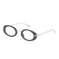 Occhiali steampunk ovali con montatura grigio scuro e aste in metallo dorato - C7 Nero Lucido Anti-Luce Blu