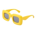 Modische Oversized-Sonnenbrille mit quadratischem Rahmen in Gelb und grauen Gläsern - Leuchtend Gelber Rahmen Graue Gläser