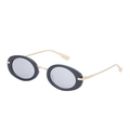 Occhiali da sole ovali steampunk vintage con montatura nera e stanghette in metallo oro - C6 Nero Lucido Specchio d'Argento