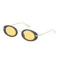 Occhiali da sole ovali steampunk con montatura nera, lenti gialle e stanghette dorate - C5 Nero Lucido Giallo Oceano