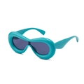 Occhiali da sole Y2K oversize montatura blu ciano e lenti grigio scuro donna - Verde Lucido (Lenti Grigie)