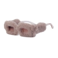 Fashion rectangular sunglasses with fuzzy plush frames in dusty pink and clear temples - Brown (C2)