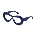 Occhiali da sole Y2K neri oversize con montatura ondulata spessa e design futuristico - Nero Lucido (Lenti Anti-Luce Blu)