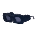 Winter stylish rectangle sunglasses featuring fuzzy black faux fur wrapped frames and temples - Black