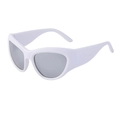 Lunettes de soleil Y2K œil de chat sport avec monture blanche et verres miroirs - C6 Blanc Mat Miroir Argent