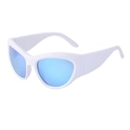 Y2K Sport-Radsonnenbrille mit weißem Rahmen und blau verspiegelten Polarisationsgläsern - C5 Glänzend Weiß Blau Verspiegelt