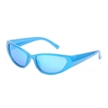 Sportliche Y2K Polarisierte Sonnenbrille in Metallic-Blau mit verspiegelten blauen Gläsern - Perlmutt Seeblau Polarisiert Eisblau Quecksilber