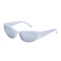 Futuristische Y2K Sport-Sonnenbrille in Silber mit verspiegelten Gläsern und Gestell - Perlmutt Silber Polarisiert Weißes Quecksilber
