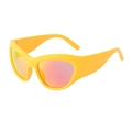 Cat-Eye Sport-Sonnenbrille mit gelbem Rahmen und orange verspiegelten Brillengläsern - C4 Solid Gelb Rot Verspiegelt