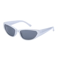 Futuristic silver Y2K cat-eye sunglasses with dark grey lenses for outdoor activities - Pearlescent Silver Polarized Gray