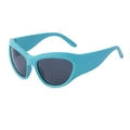 Y2K Sport-Sonnenbrille mit cyanfarbenem Kunststoffrahmen und dunklen Gläsern für Outdoor - C3 Solid Grün Grau Gläser