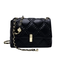 Classic black quilted crossbody bag with gold chain strap and gold sphere charm detail - Black
