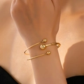 Minimalistische gouden verstelbare armband met meervoudig pareldesign voor dames - Goudgeel