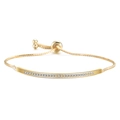 Bracciale dorato regolabile con barra curva in zirconi AAA e catena a serpente fine - Bracciale Regolabile (FSBP2021B) / Zirconia Bianca Placcato Oro 18K
