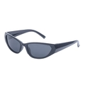 Y2K polarized wrap sunglasses in glossy dark grey finish with cat-eye frame - Bright Black Polarized Gray