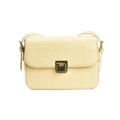 Elegante borsa a tracolla giallo chiaro in pelle coccodrillo con chiusura oro - Giallo