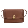 Structured brown crossbody bag with matte finish and elegant golden U-shaped buckle - Brown