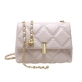Borsa a tracolla trapuntata rosa beige con catena e sfera dorata regolabile - Beige