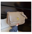 Chic khaki quilted crossbody bag with golden round twist lock and adjustable strap - Khaki