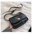 Classic black quilted crossbody bag with gold twist lock and adjustable strap - Black