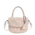 Elegante borsa a tracolla bianco crema con texture goffrata e catena d'argento - Bianco