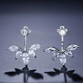 Orecchini ear jacket in argento con zirconi taglio marquise e design a ventaglio - Placcato in Oro Bianco (Colore Argento)