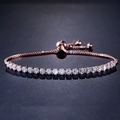Bracciale tennis regolabile in oro rosa con cristalli rotondi da 4mm e chiusura scorrevole - Oro rosa