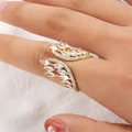 Verstelbare gouden ring met vleugels en fonkelende zirkoon voor een chique look - 18K goud