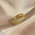 Double-layered gold-plated open ring with cubic zirconia baguette and round stones - 18K Gold Copper Zircon (FSRP222B)