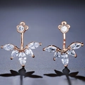 Eleganti orecchini a lobo in oro rosa con cristalli di zircone AAA a forma di ventaglio - Placcato Oro Rosa